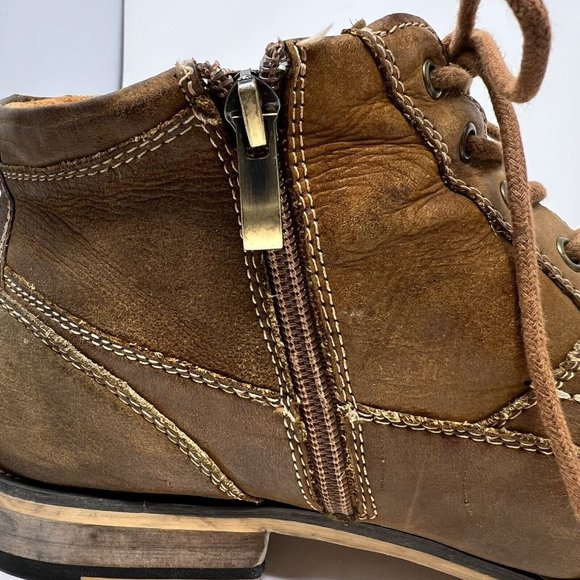 Steve Madden‎ Jabbar Brown Leather Side Zip Ankle Boots Men\'s Size 11.5--NICE main image 4